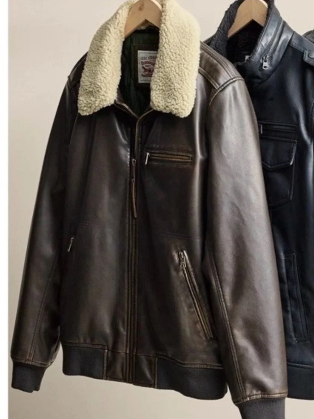Levi's Men's Dark Brown Leather Bomber Jacket